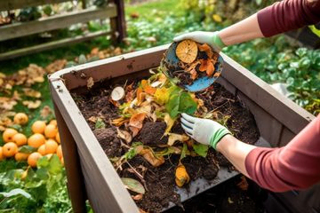 persona haciendo compost